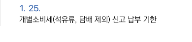 1월 25일 개별소비세(석유류, 담배 제외) 신고 납부 기한