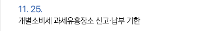 11월 25일 개별소비세 과세유흥장소 신고·납부 기한