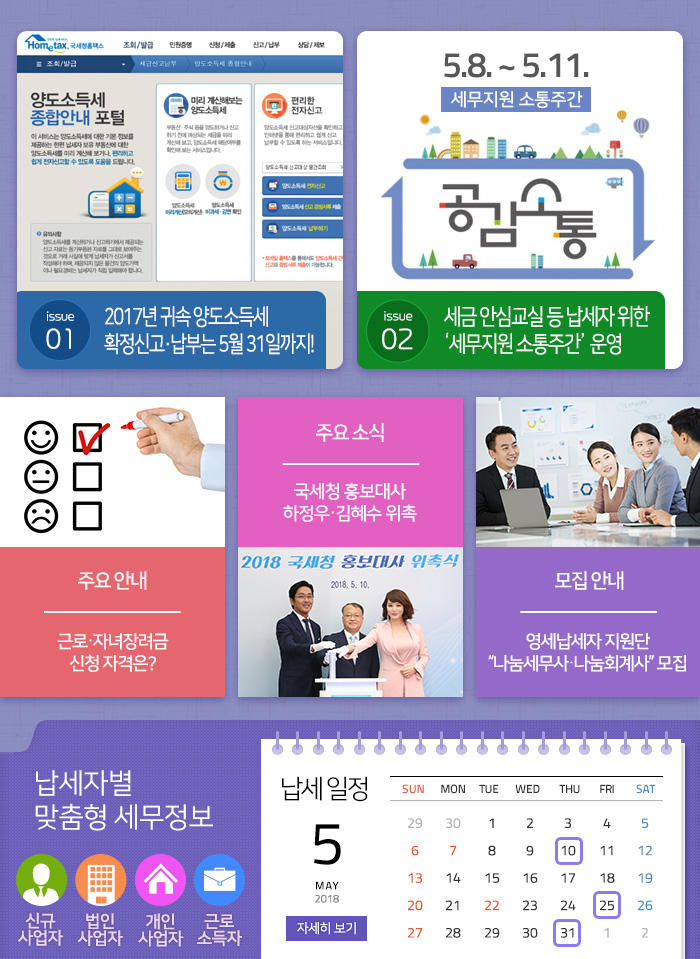 제 748 호 2017년 귀속 양도소득세 확정신고·납부는 5월 31일까지! 내용