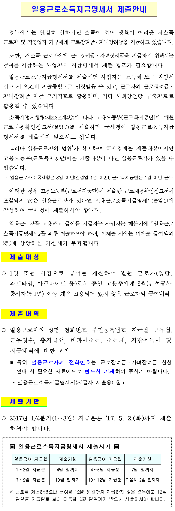 일용근로소득지급명세서 제출안내 이미지 2